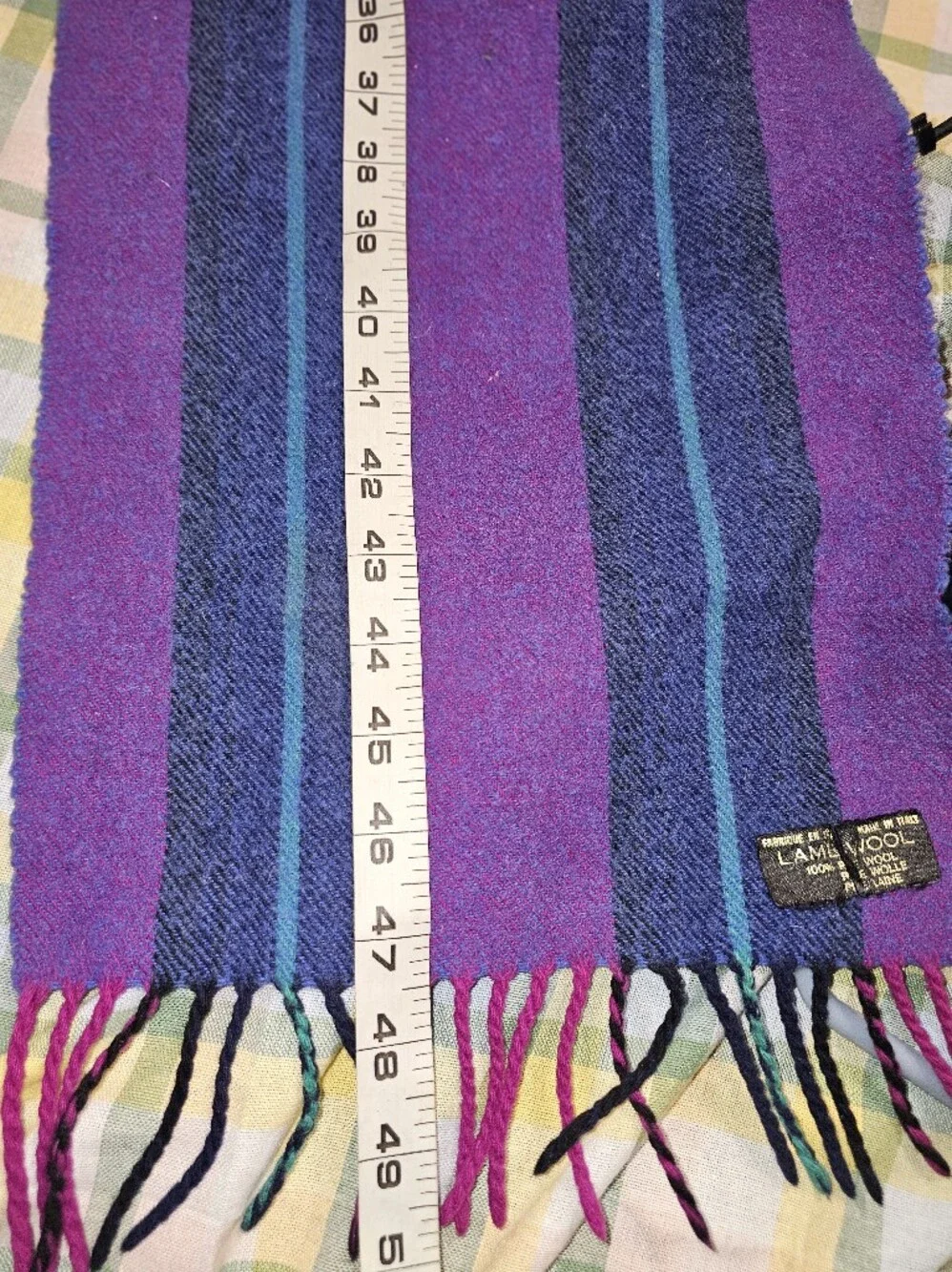 Premium lambs wool/ Classic vertical striped pattern Fringed ends
